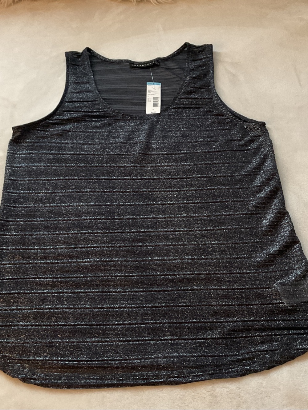Metaphor Black Shimmer Striped Tank Top